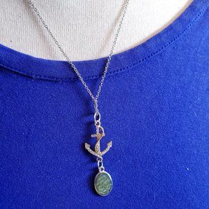 18" Silver Tone Anchor Nautical Theme Necklace NWT